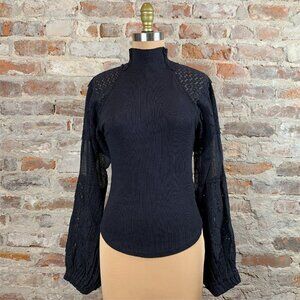 NWT FREE PEOPLE Love Too Much Lace Sleeve Top